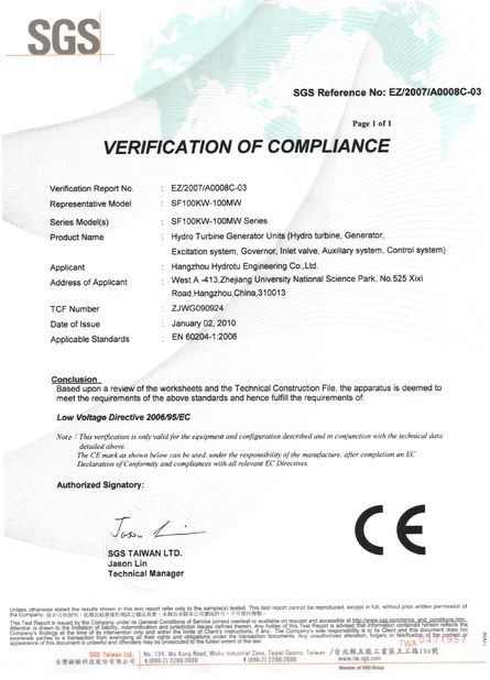 China Hangzhou Hydrotu Engineering Co.,Ltd. Certificaten