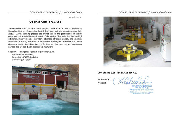 China Hangzhou Hydrotu Engineering Co.,Ltd. Certificaten